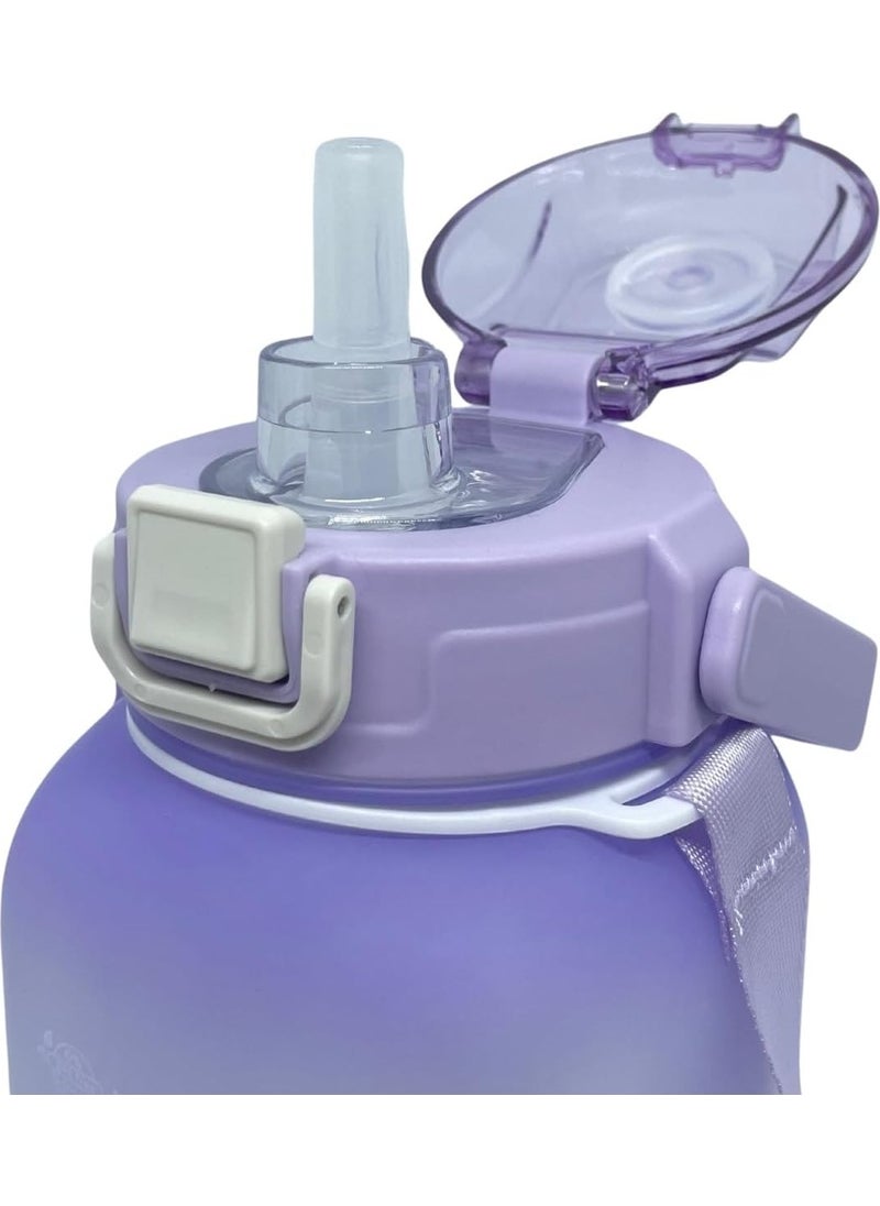 VGN2275-T Purple 1100ML Children's Water Bottle With/Without Straw - With Hanger - - Sticker Gift
