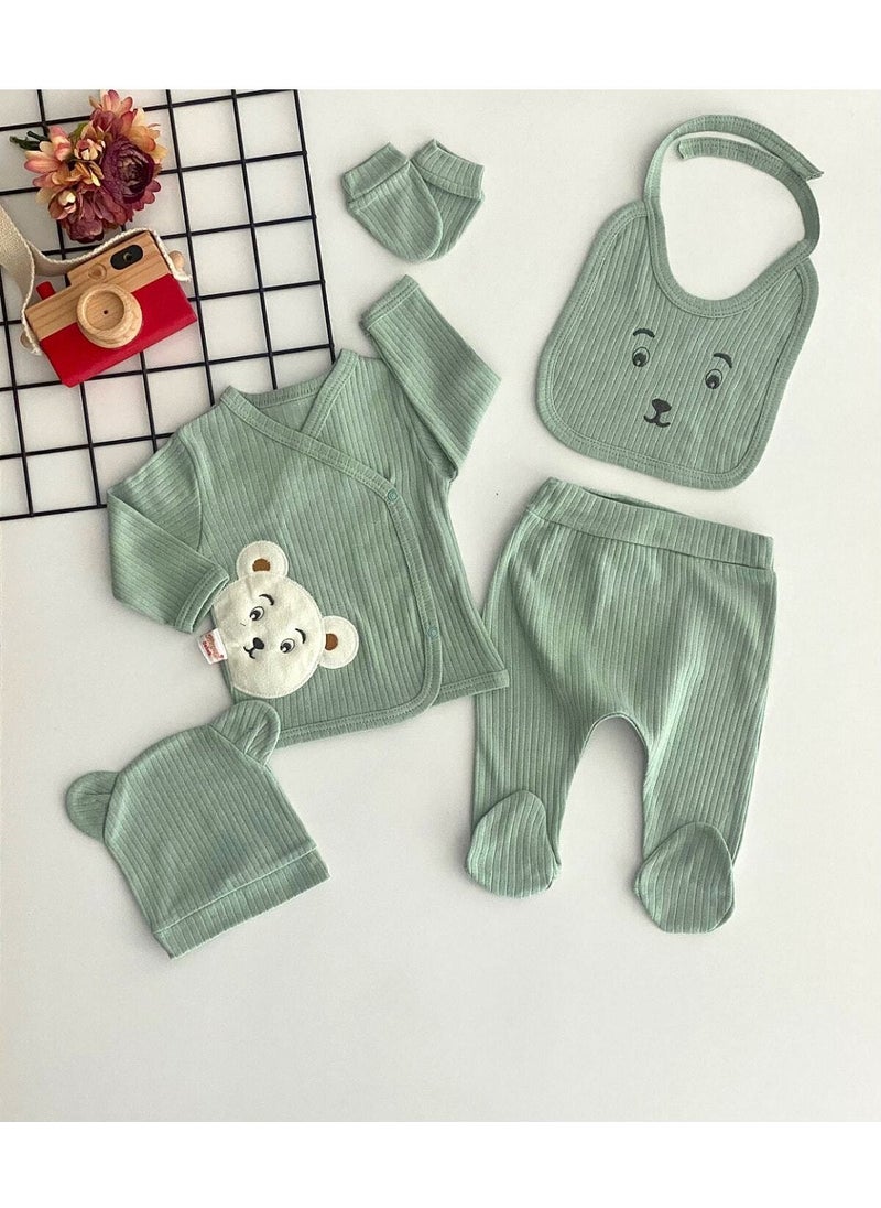 Printed Teddy Bear Embroidered Pattern 5 Piece Baby Set Woven Kids and Baby Product Casual/Daily 5 Pieces