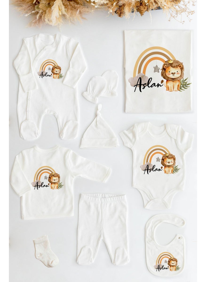 Printed 100% Organic Personalized 10LU Hospital Issue 10 Pack Ecru 10 Pack Organic Knitted Organic Cotton