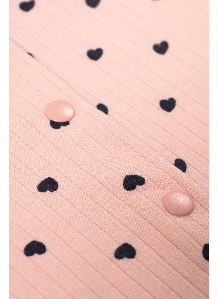 Combed Cotton 5 Piece Hospital Release Bodysuit Set Newborn Corduroy Pink Fabric Lacquer Heart Organic