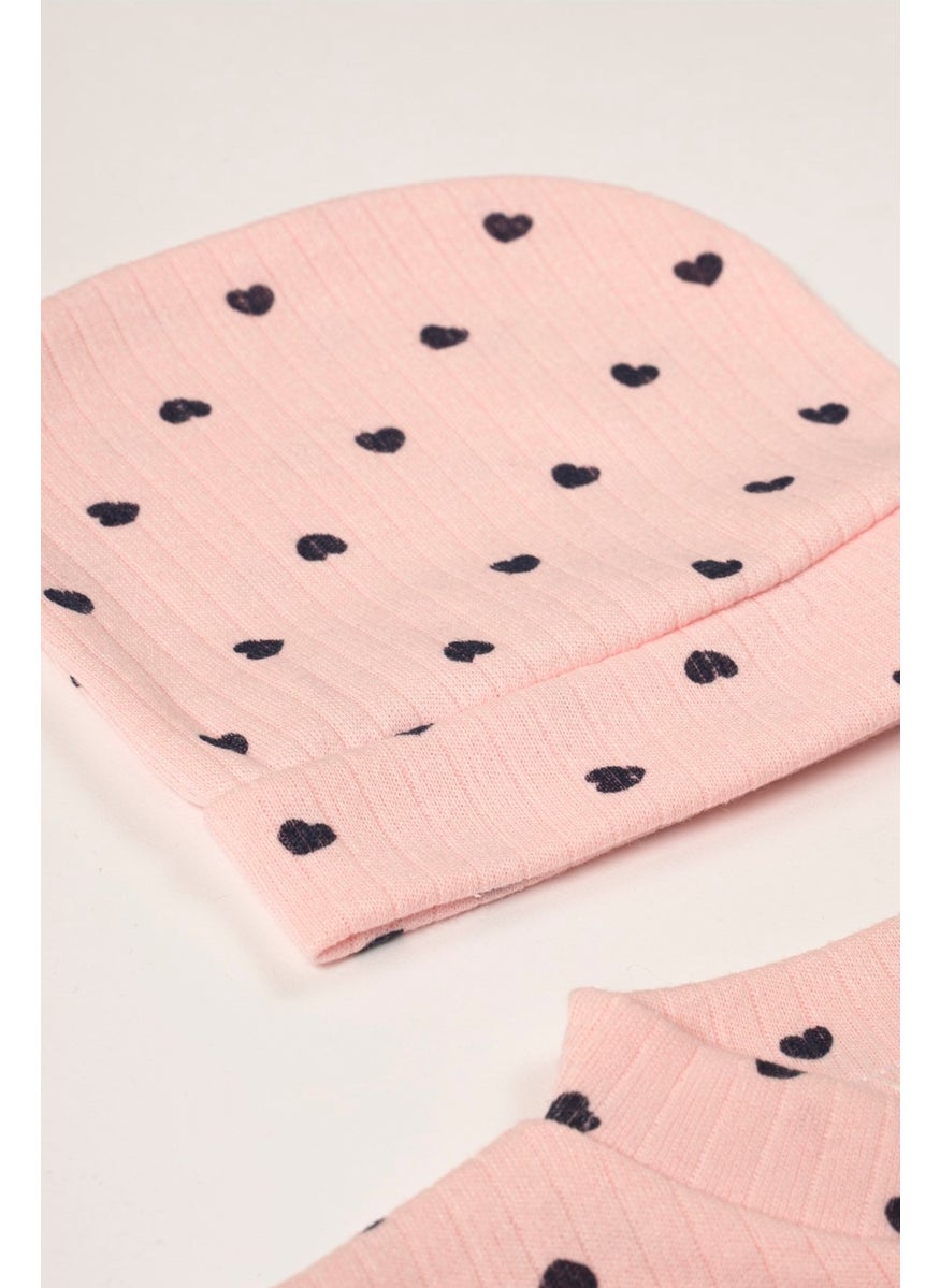 Combed Cotton 5 Piece Hospital Release Bodysuit Set Newborn Corduroy Pink Fabric Lacquer Heart Organic