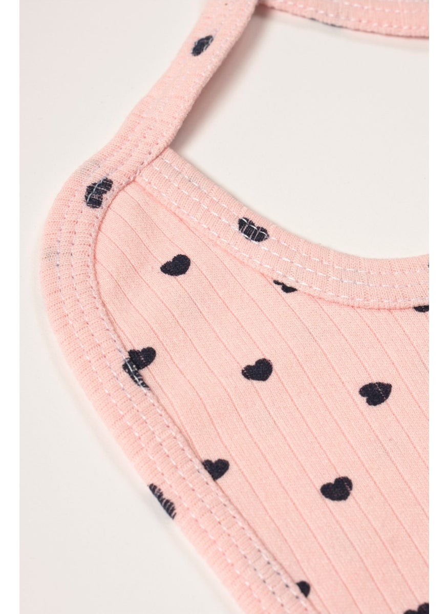 Combed Cotton 5 Piece Hospital Release Bodysuit Set Newborn Corduroy Pink Fabric Lacquer Heart Organic