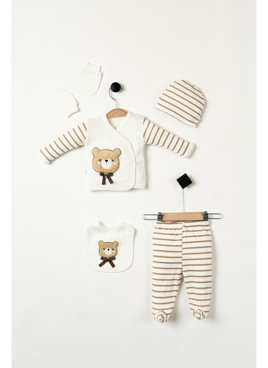 No Pieces Available (Boxed) Suzene Embroidered 100% Cotton Newborn Clothes with Teddy Bear 5-Piece Hospital