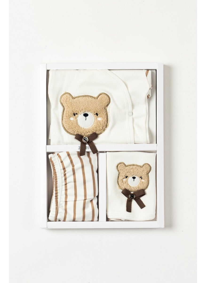 No Pieces Available (Boxed) Suzene Embroidered 100% Cotton Newborn Clothes with Teddy Bear 5-Piece Hospital