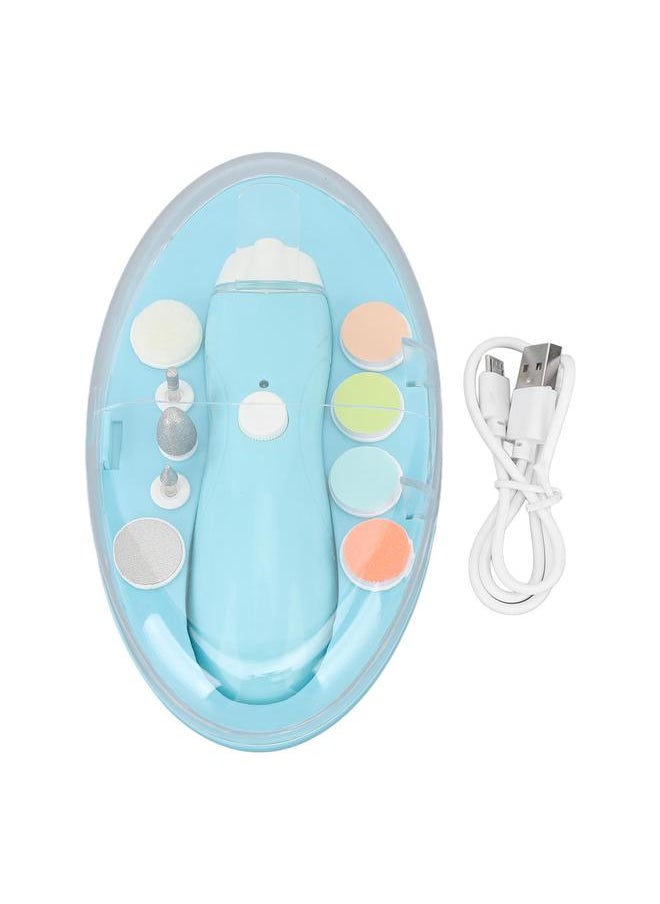 Baby Nail Trimmer LED Low Noise Blue Electric Baby Nail Clipper with 9 Grinding Heads for Toddlers