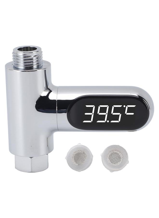 Shower Thermometer LED Display Water Temperature Meter Electroplate ABS Shower Water Thermometer for Infant Baby Bath 5℃‑85℃ 10 X 8 X 3cm / 3.9 X 3.1 X 1.2in