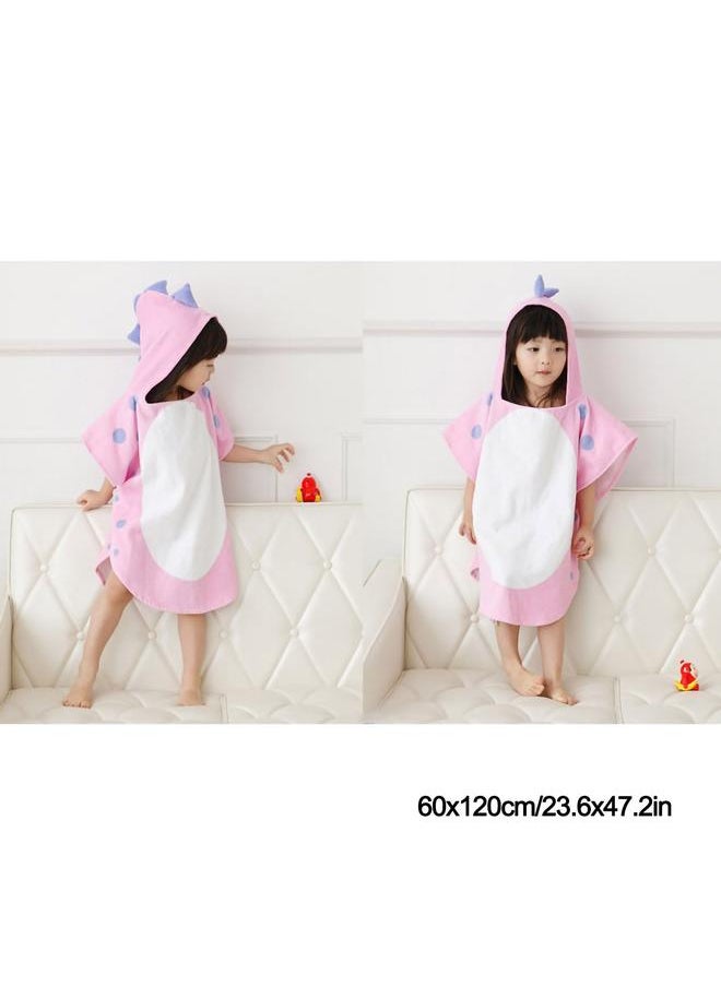 Baby Bath Towel Cotton Skin Friendly Good Water Absorption Dinosaur Style Unisex Kid Hooded Bathrobe Pink 60x120cm/23.6x47.2in