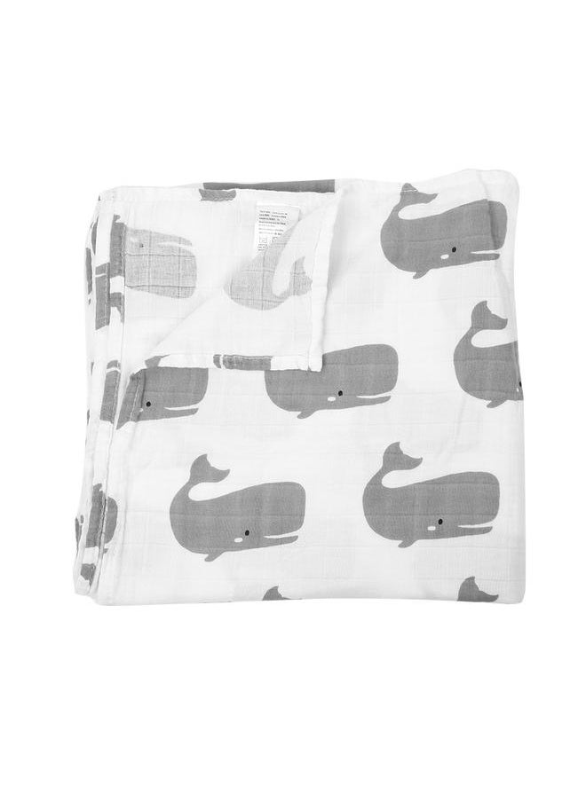 Multifunctional Baby Cotton Breathable Blanket Towel Nursing Washcloth (Whale)