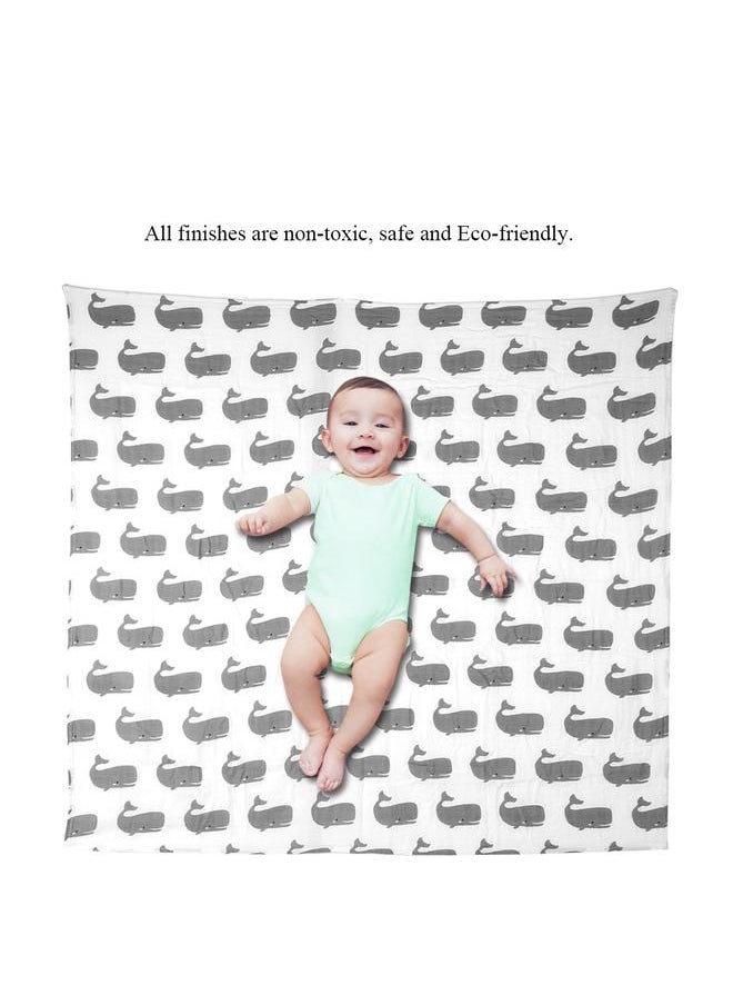 Multifunctional Baby Cotton Breathable Blanket Towel Nursing Washcloth (Whale)