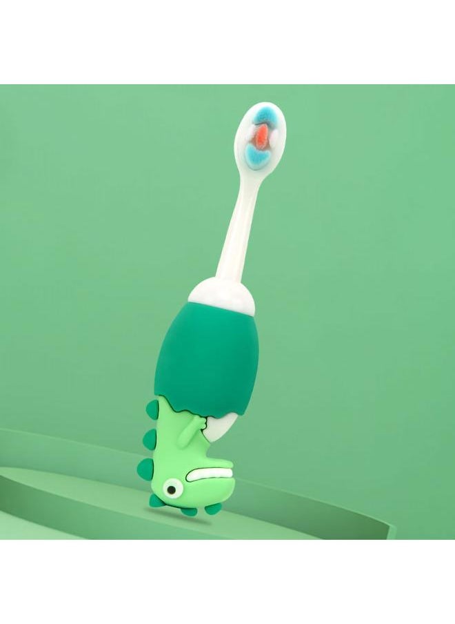 Kid Soft Brush Hair Toothbrush Cartoon Cute Dental Care Stain Removal Deep Clean Child Toothbrush for Boys Girls Green