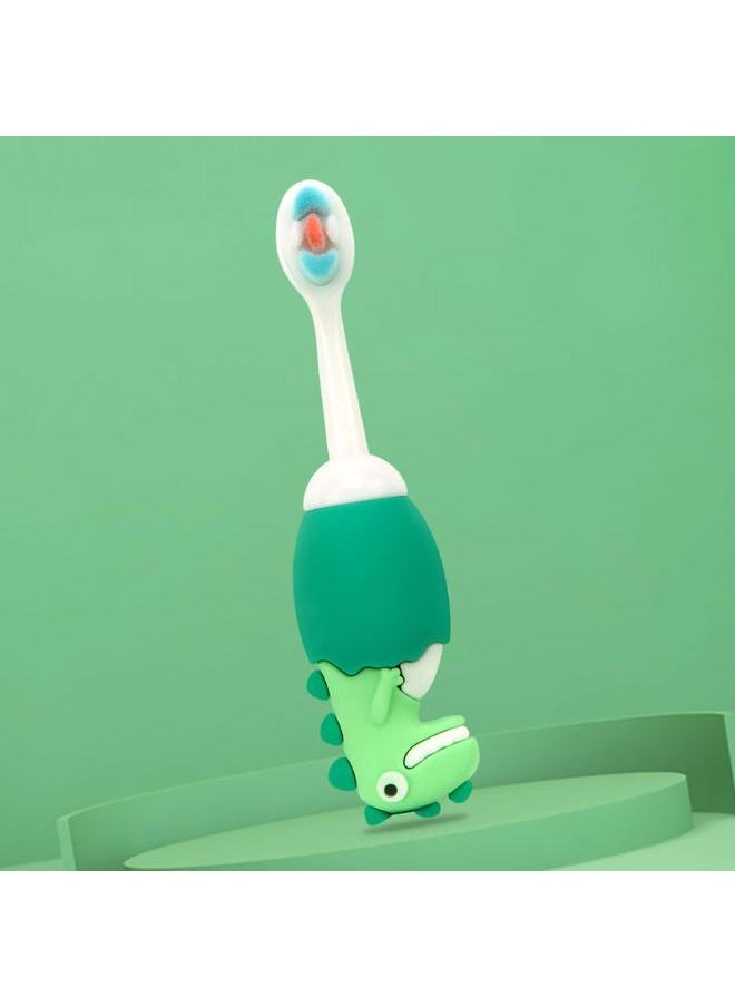 Kid Soft Brush Hair Toothbrush Cartoon Cute Dental Care Stain Removal Deep Clean Child Toothbrush for Boys Girls Green