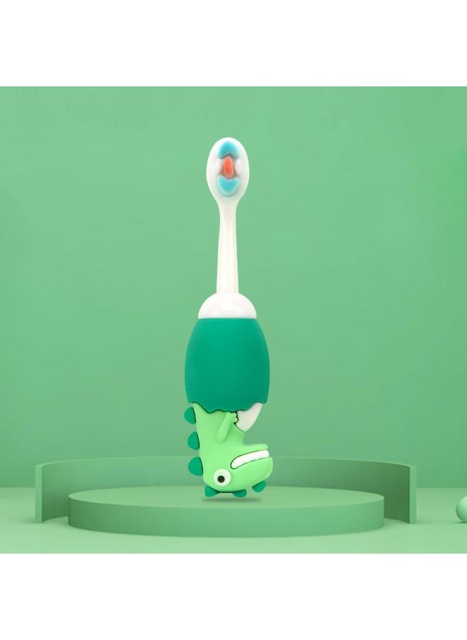 Kid Soft Brush Hair Toothbrush Cartoon Cute Dental Care Stain Removal Deep Clean Child Toothbrush for Boys Girls Green