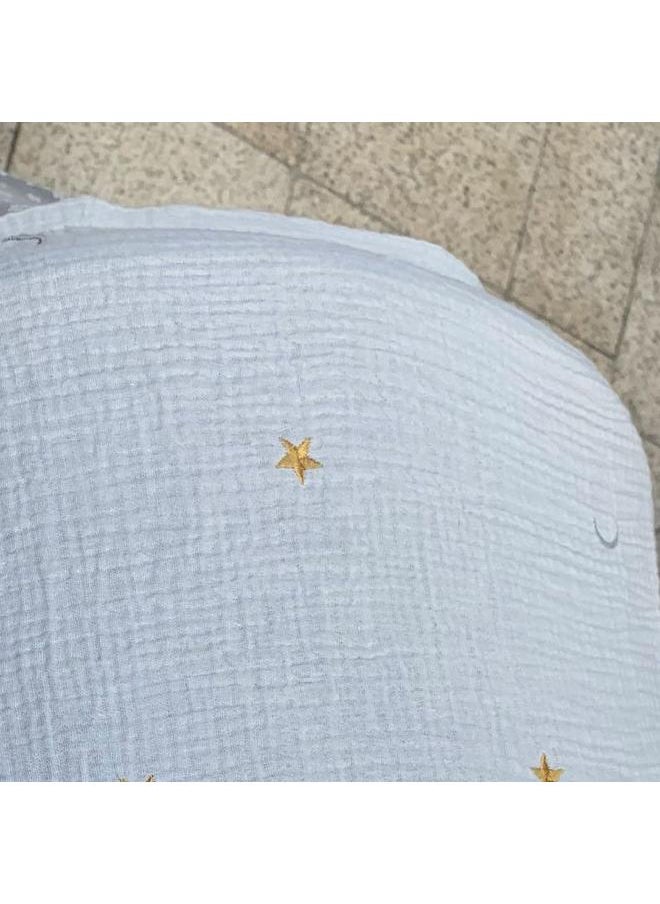 Stroller Mosquito Net Multifunctional Cotton Breathable Soft Cartoon Pattern Cute Stroller Sunshade Star and Moon Pattern 130 X 100cm