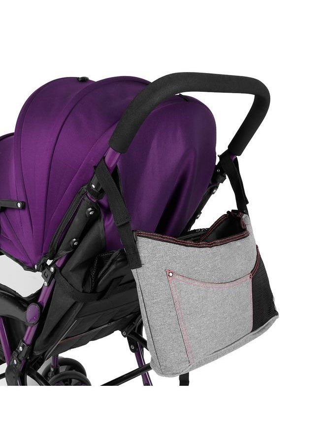 Large Capacity Mother Baby Carriage Hanging Bag Stroller Organizer Package Accessories(Gray)