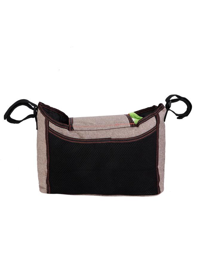 Large Capacity Hanging Stroller Organizer Bag Baby Carriage Storage Package(Khaki)