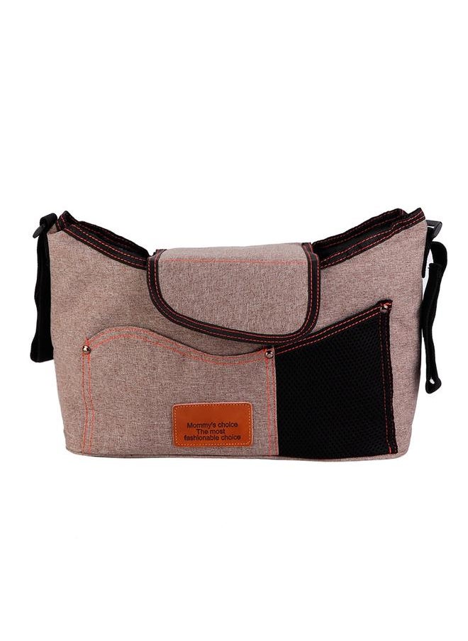 Large Capacity Hanging Stroller Organizer Bag Baby Carriage Storage Package(Khaki)