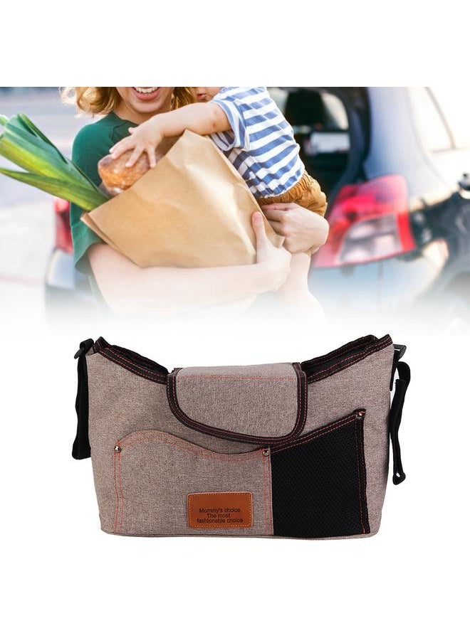 Large Capacity Hanging Stroller Organizer Bag Baby Carriage Storage Package(Khaki)