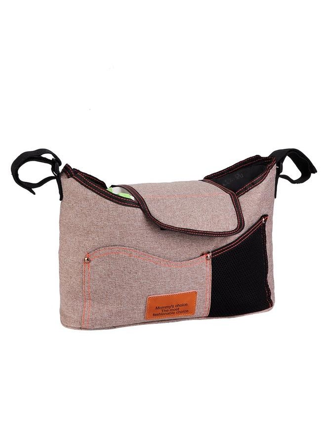 Large Capacity Hanging Stroller Organizer Bag Baby Carriage Storage Package(Khaki)