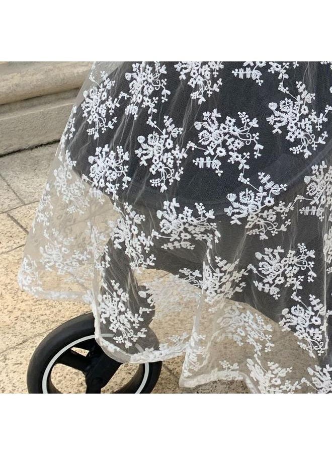 Stroller Mosquito Net Multifunctional Cotton Breathable Soft Cartoon Pattern Cute Stroller Sunshade Bear Pattern 130 X 100cm