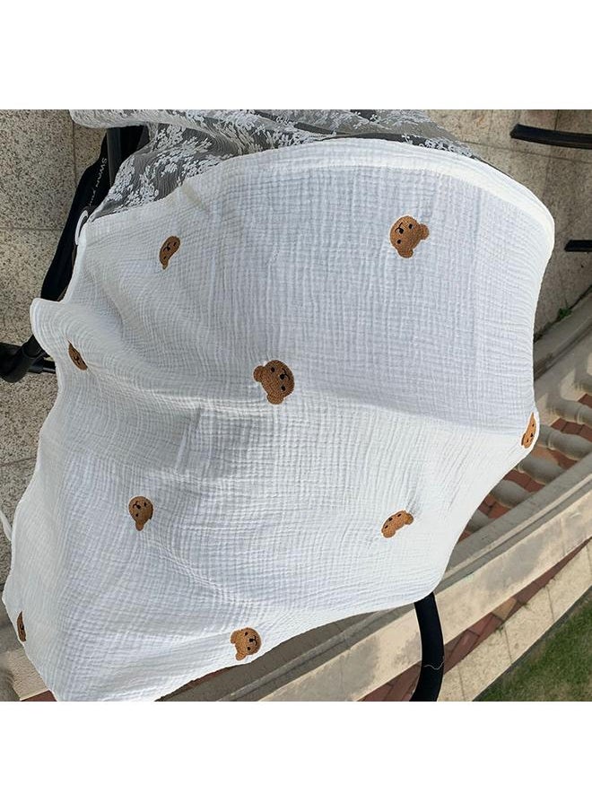 Stroller Mosquito Net Multifunctional Cotton Breathable Soft Cartoon Pattern Cute Stroller Sunshade Bear Pattern 130 X 100cm