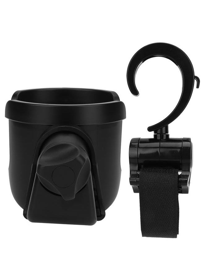 Infant Stroller Water Cup Rack Bracket Bottle Holder Pushchair Drink Holder + HookBlack J4037