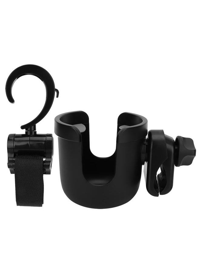 Infant Stroller Water Cup Rack Bracket Bottle Holder Pushchair Drink Holder + HookBlack J4037
