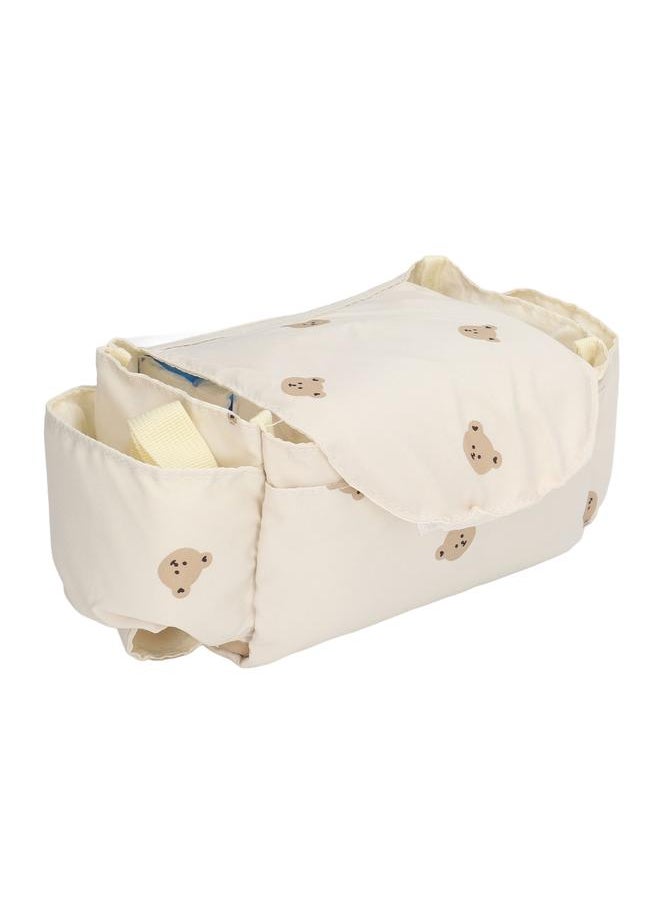 Baby Stroller Bag Stylish Portable Multipurpose Large Capacity Multiple Compartments Infant Stroller Travel Bag Beige