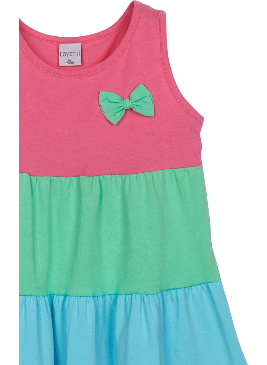 Candy Pink White Colorful Layered Girls Suspender Dress