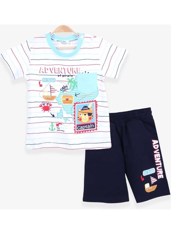 Boys Shorts Suit Adventure Island Printed Ecru Modi (1.5-5 Years)