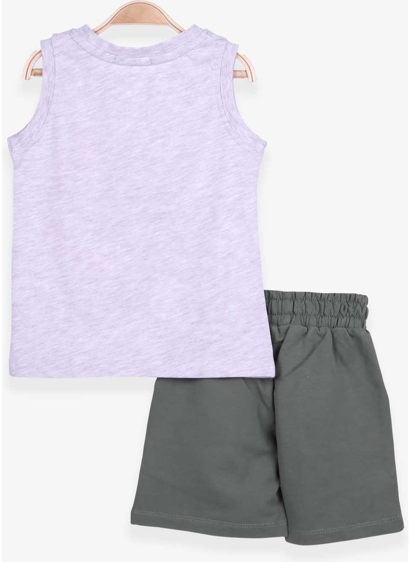 Boys Shorts Set Printed Beige Melange (1-4 Years)