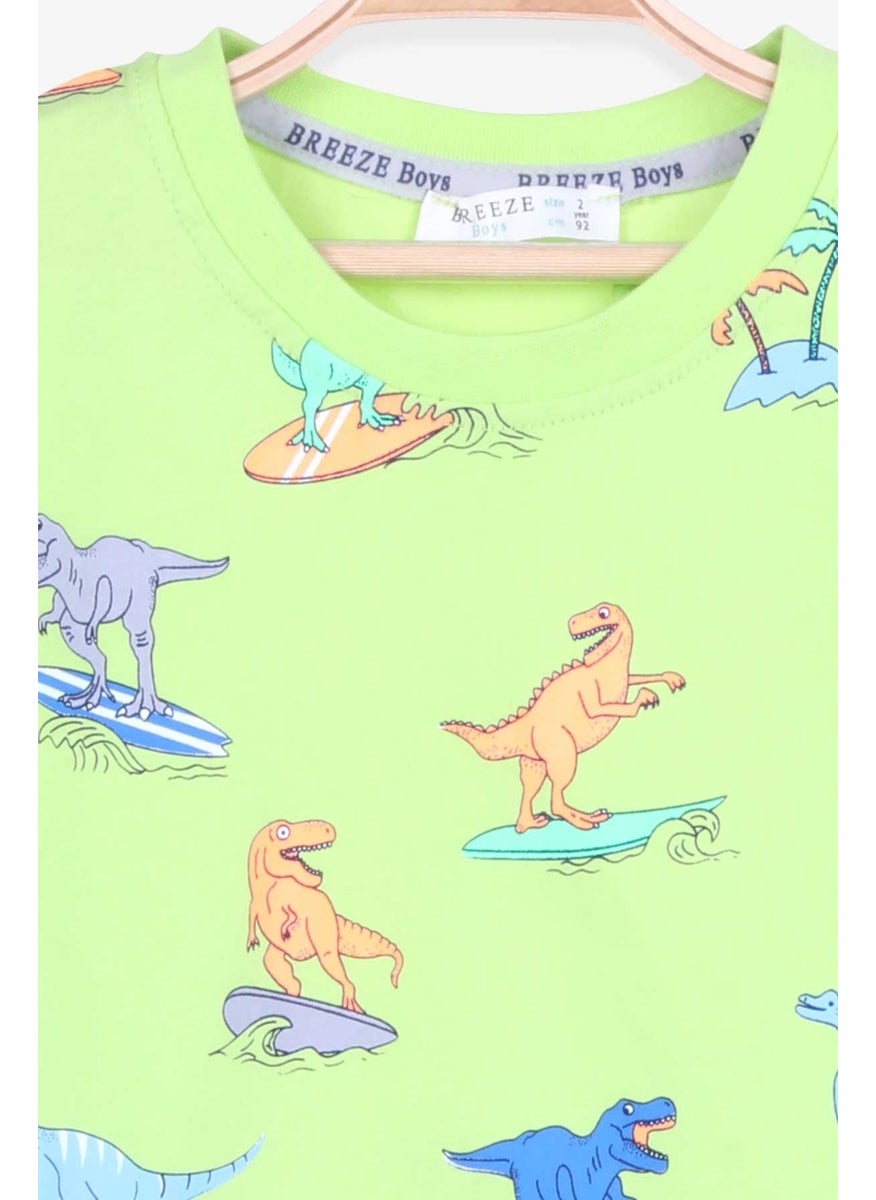 Boys Shorts Set Dinosaur Printed Pistachio (2-6 Years)