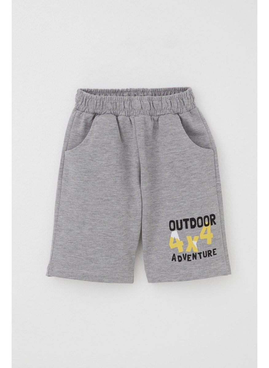 Boy's Shorts Set Adventure Themed Car Printed 1.5-5 Years, Yellow