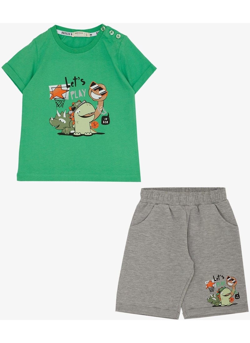 Boy Shorts Set Play Time Happy Animals Printed 1-4 Years, Green