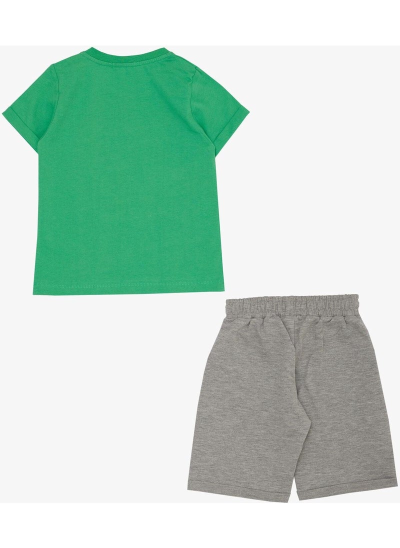 Boy Shorts Set Play Time Happy Animals Printed 1-4 Years, Green