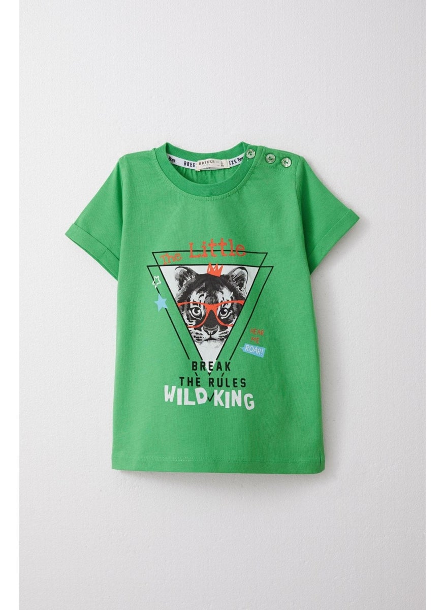 Boy Shorts Set King Lion Printed 1-4 Years, Green