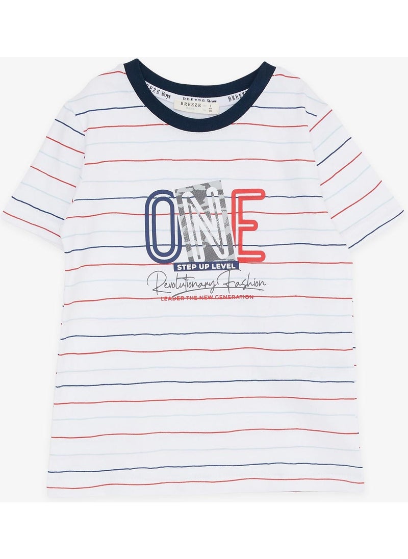 Boy Shorts Set Striped Text Printed 2-6 Years, White
