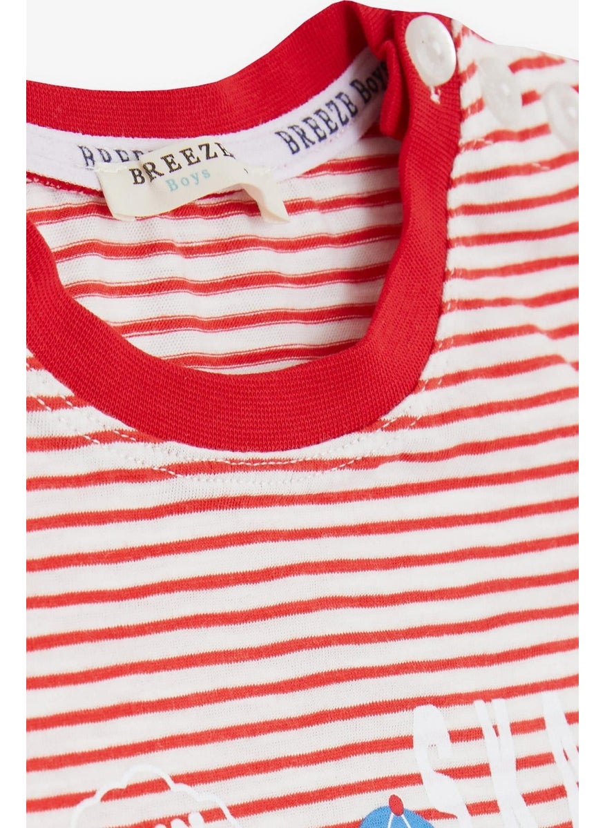 Girls & Boys Boy Shorts Suit Striped Cool Animal Printed 1.5-5 Years, Red