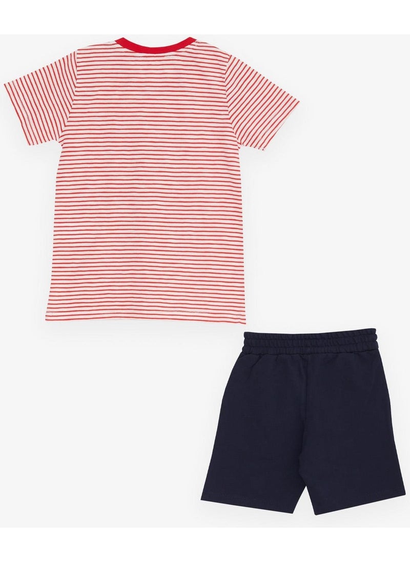 Girls & Boys Boy Shorts Suit Striped Cool Animal Printed 1.5-5 Years, Red