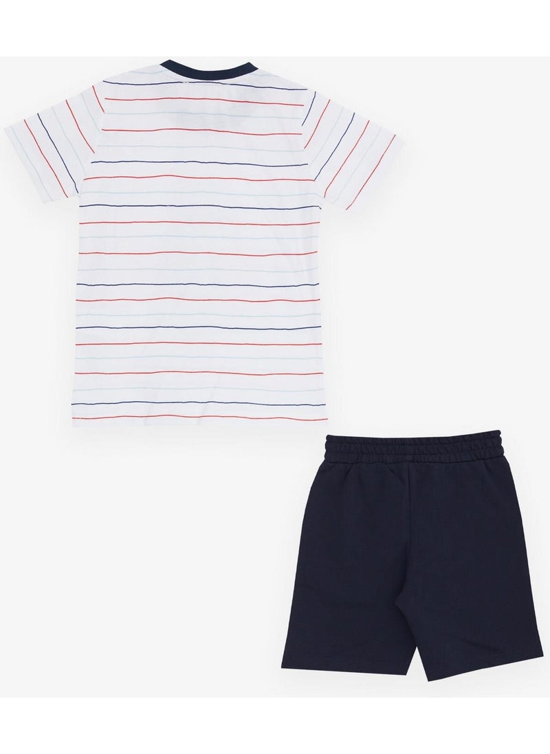 Girls & Boys Boy Shorts Set Striped Cool Animal Printed 1.5-5 Years, White