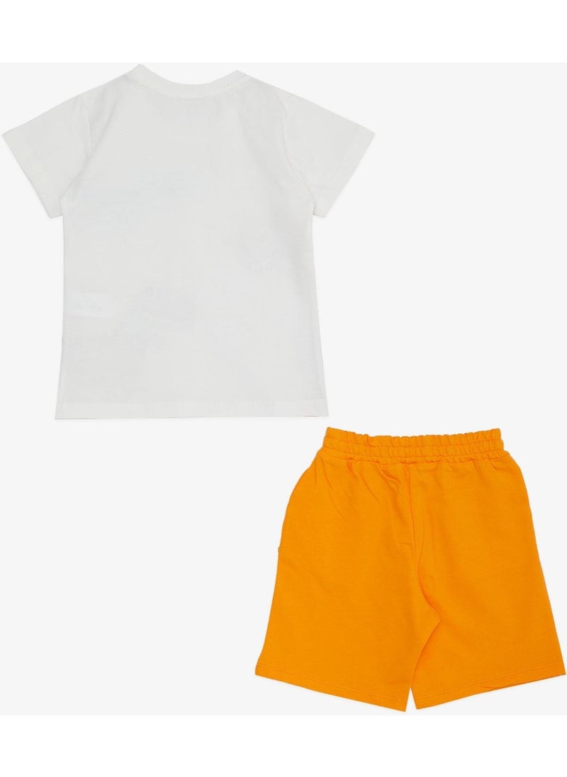 Boy Shorts Set Cute Dinosaur Friends Printed 1.5-5 Years, White