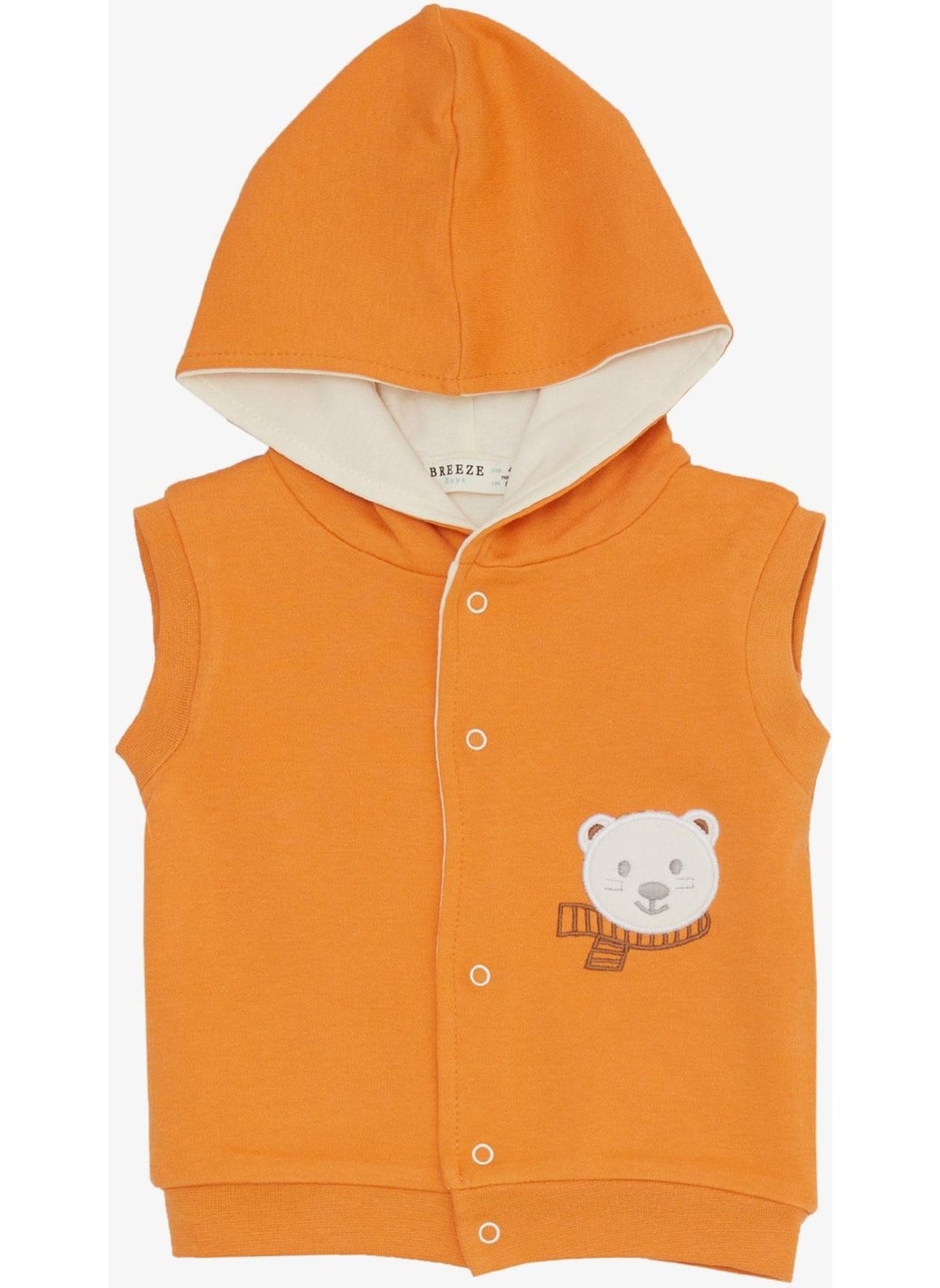 Baby Boy Bodysuit 3-Piece Set Cute Bear Embroidered Hooded 4 Months-1 Years, Orange