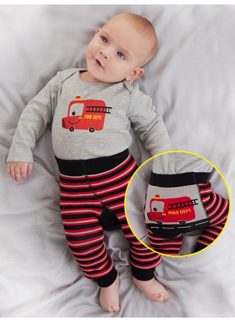Firefighter Baby Boy Body Tights-Pants Set