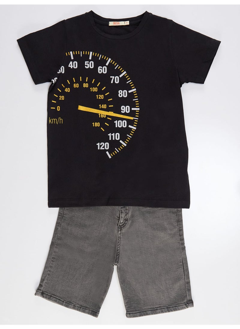 Fast Boy Denim Shorts Set
