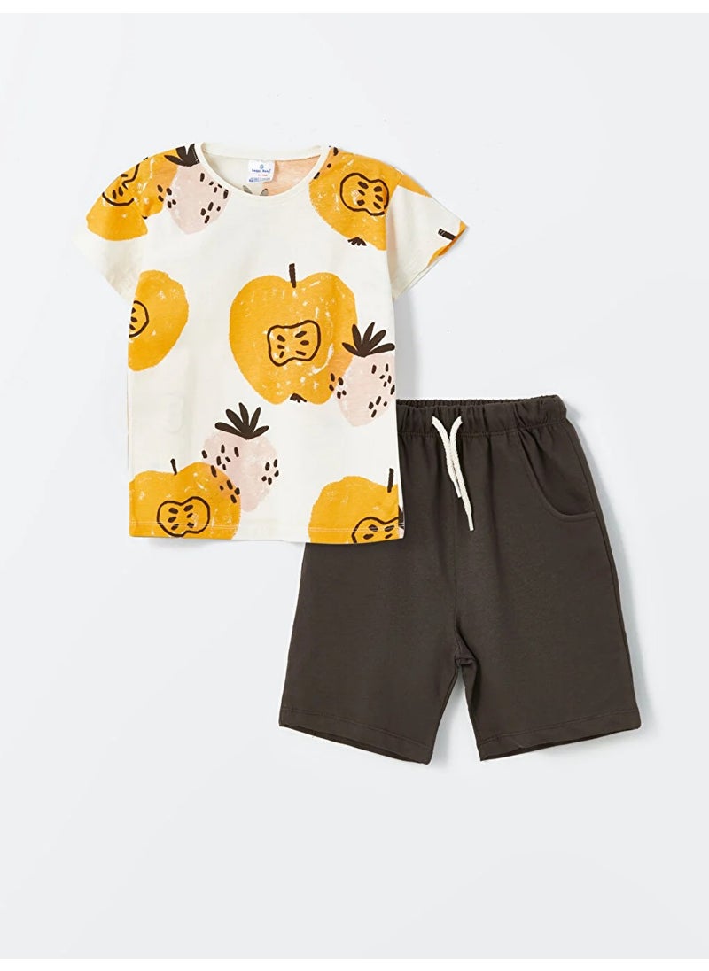 Girl Patterned Shorts Set 2-7 Years Brown