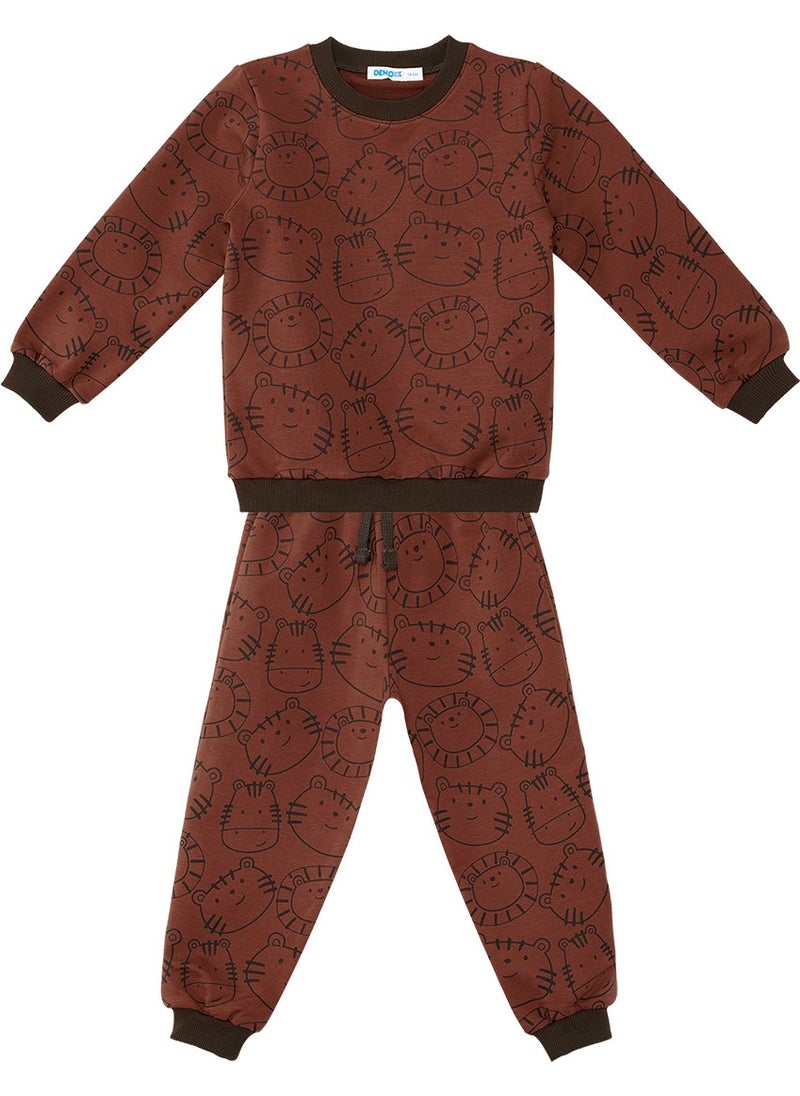 Animals Baby Boy Brown Tracksuit