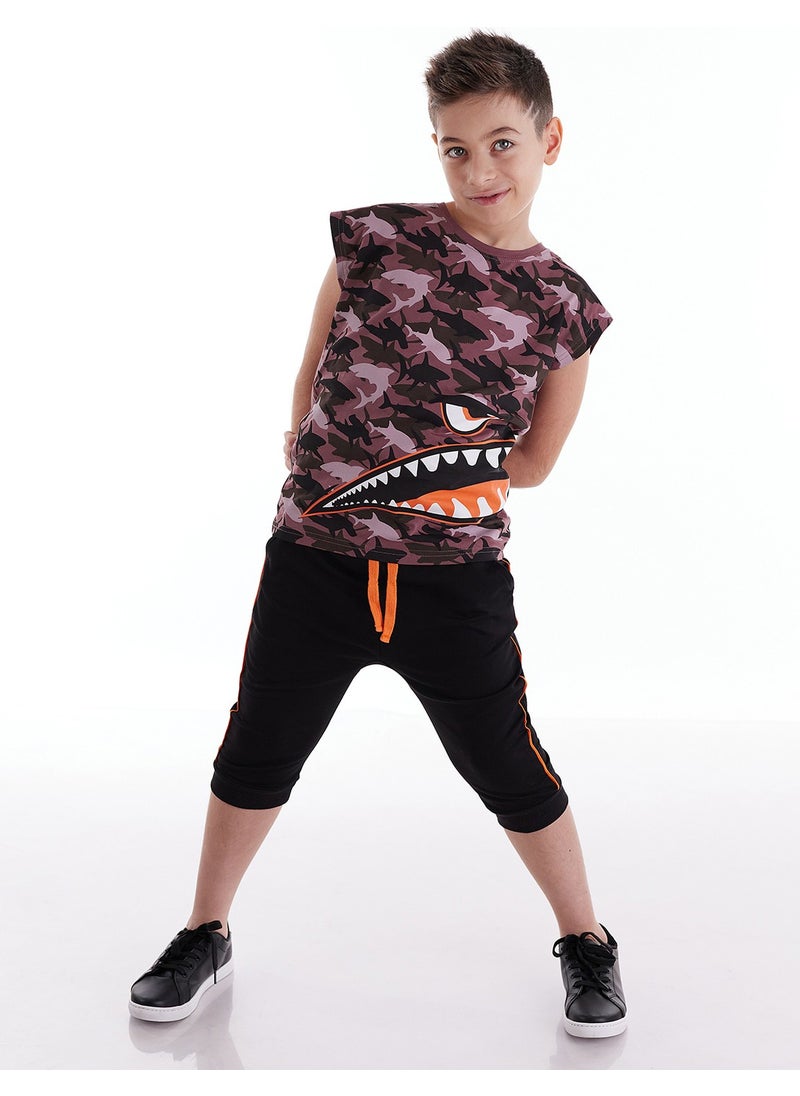 Monster Shark Boy T-shirt Capri Shorts Set
