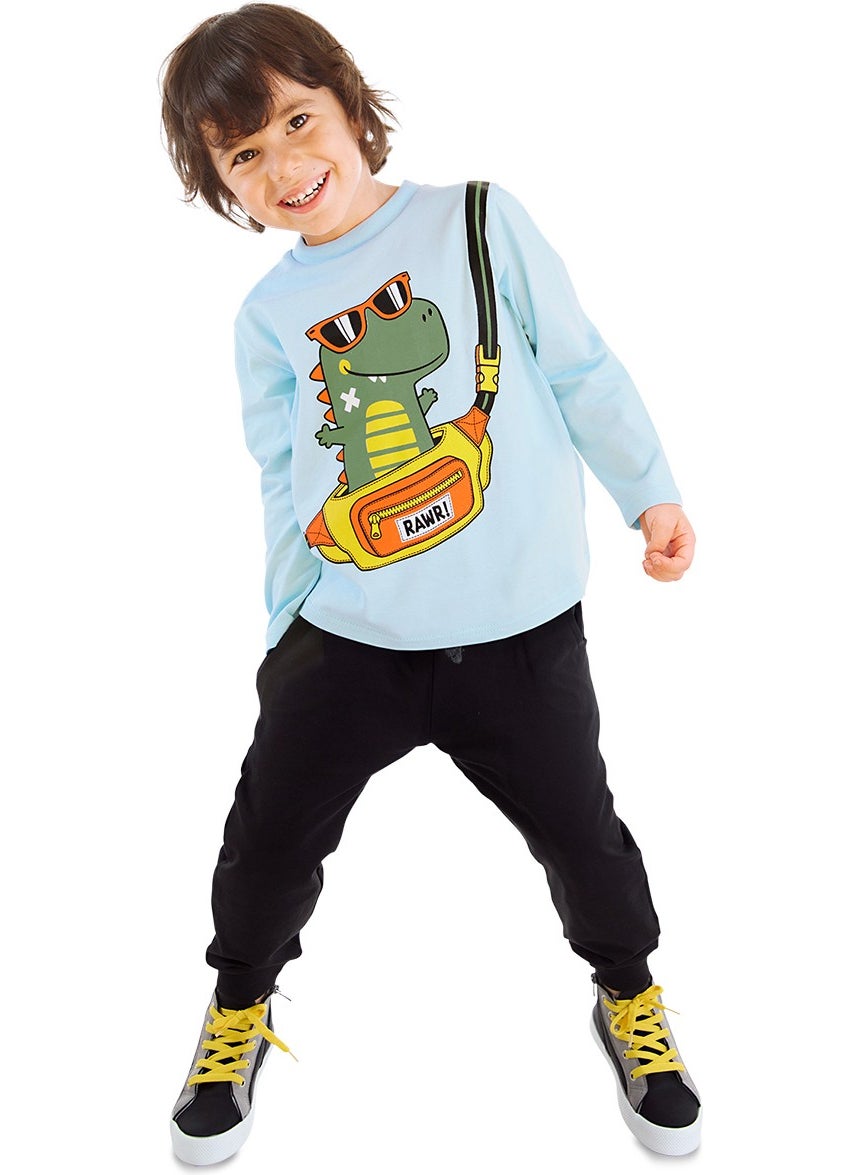 Dino Boy T-Shirt Tracksuit Bottom Set