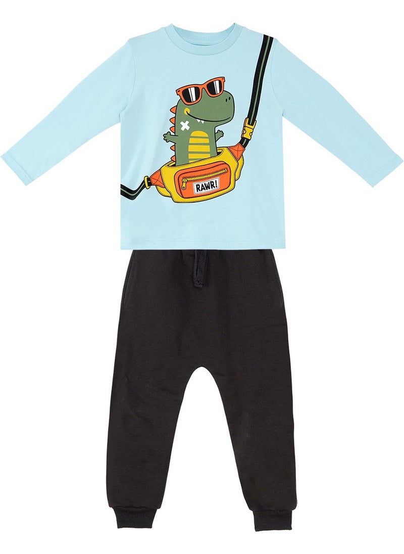 Dino Boy T-Shirt Tracksuit Bottom Set