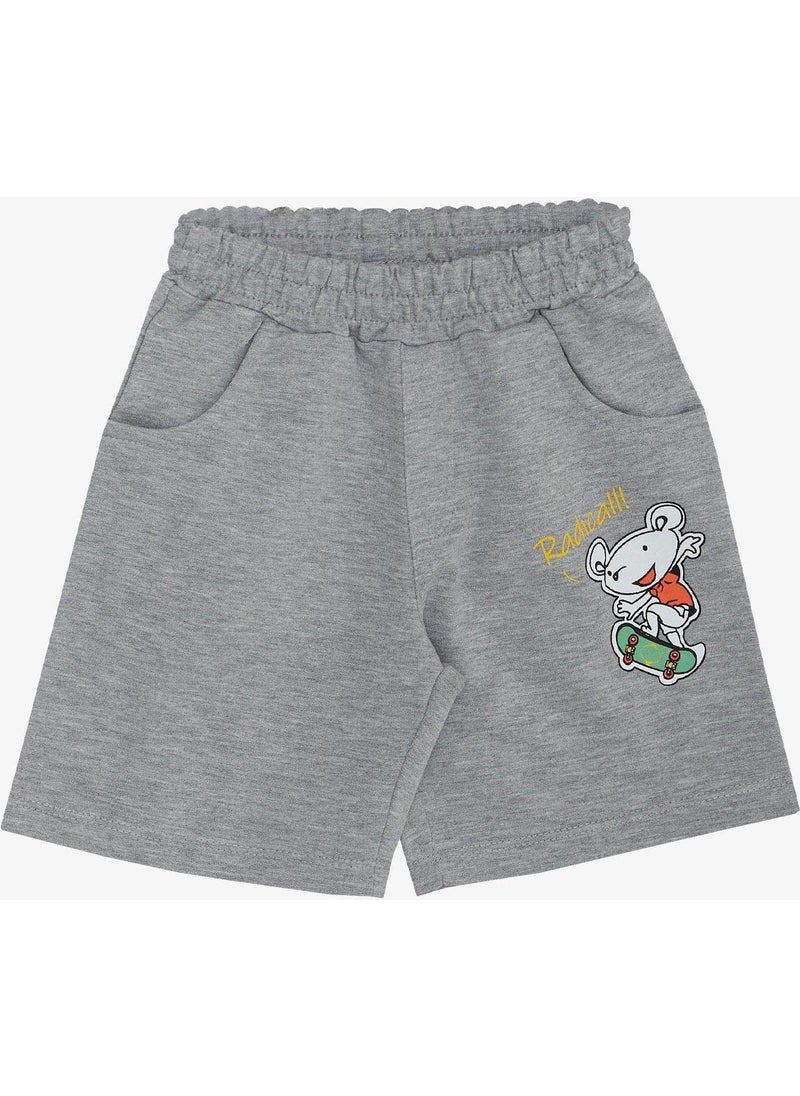 Boy Shorts Set Skateboard Mouse & Cute Crocodile Printed 2-6 Years, Pistachio Green