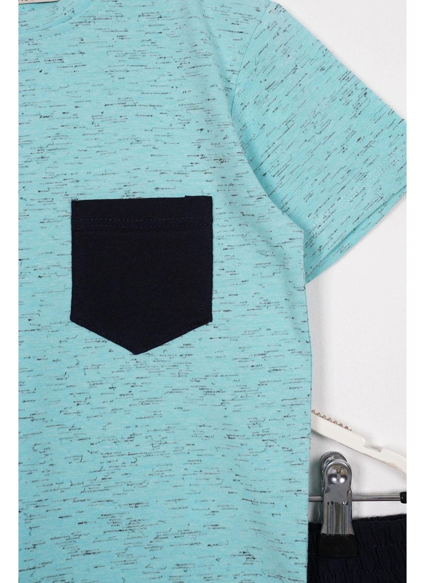 Pocket Detailed Mint Black Color Boy Shorts Set